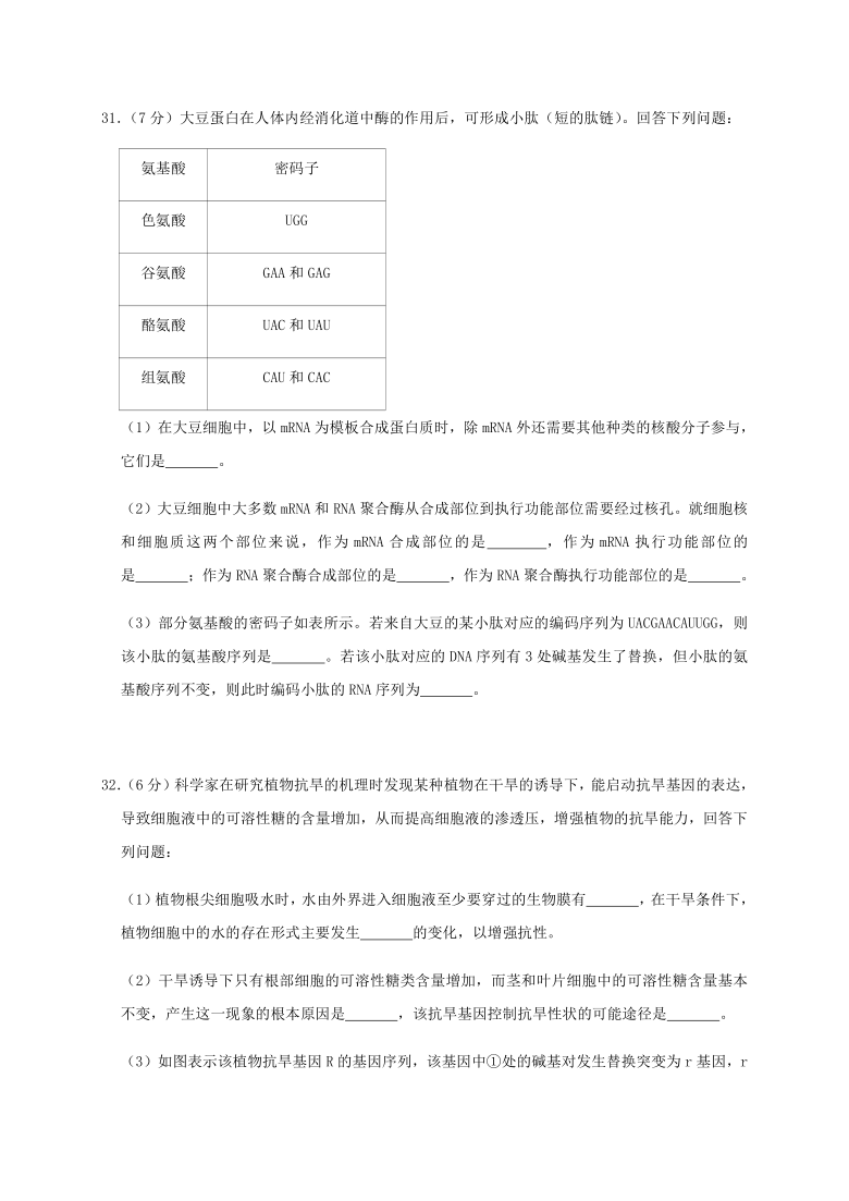 四川省仁寿二中2021届高三9月月考理综-生物试题