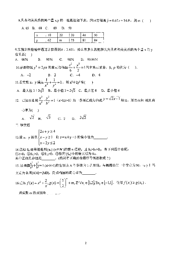 河南省郑州市第一中学2018-2019学年高二下学期开学考试数学（文）试题 PDF版含答案