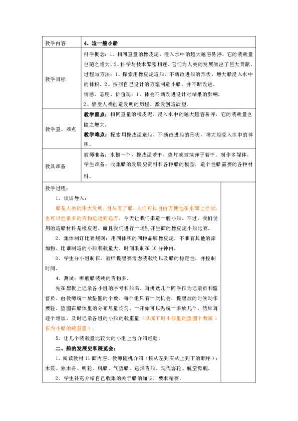 1.4造一艘小船  教案