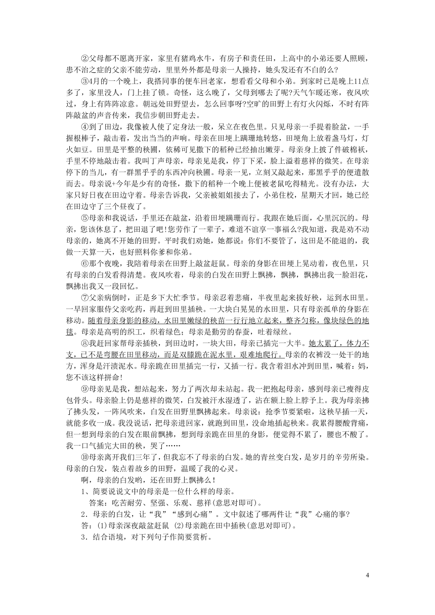 2013中考语文专题复习_小说阅读(五)_新人教版