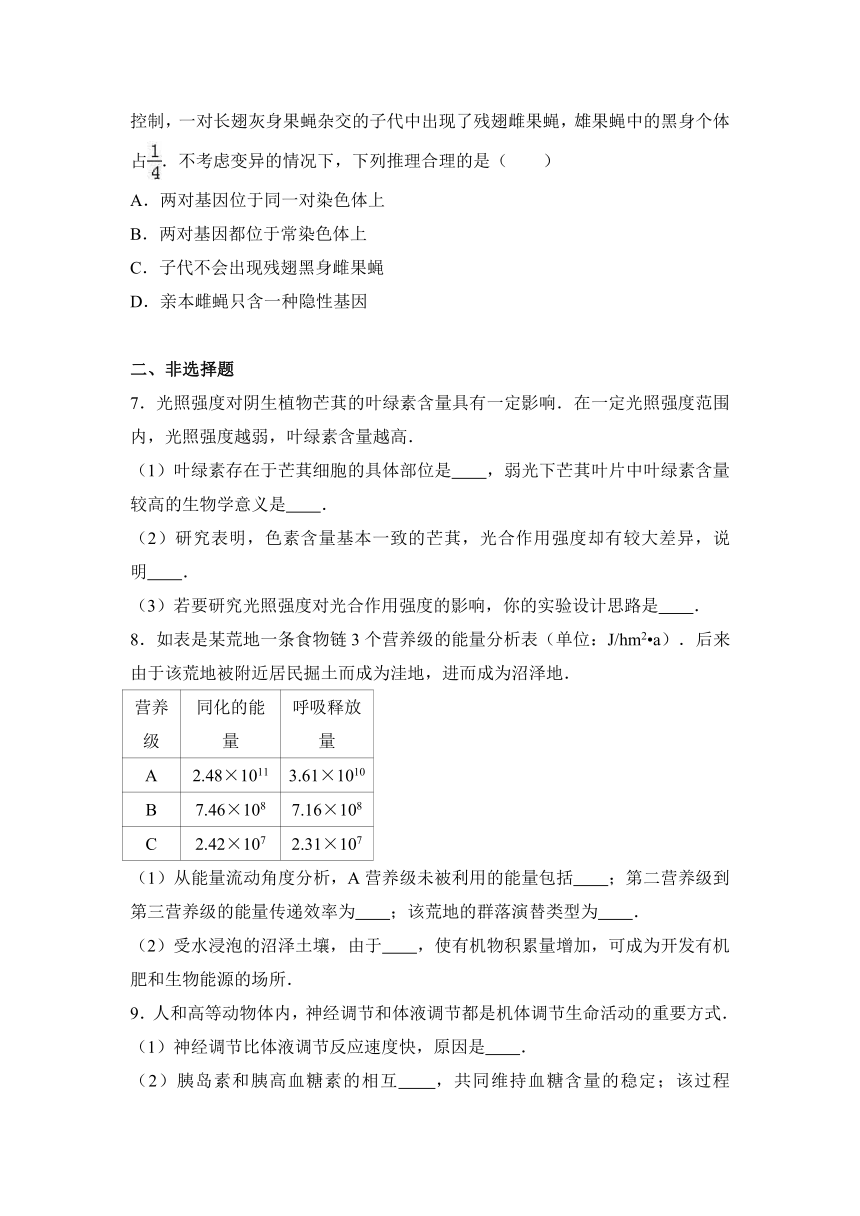 广东省深圳市2017届高三下学期第一次调研考试理综生物试卷 Word版含解析