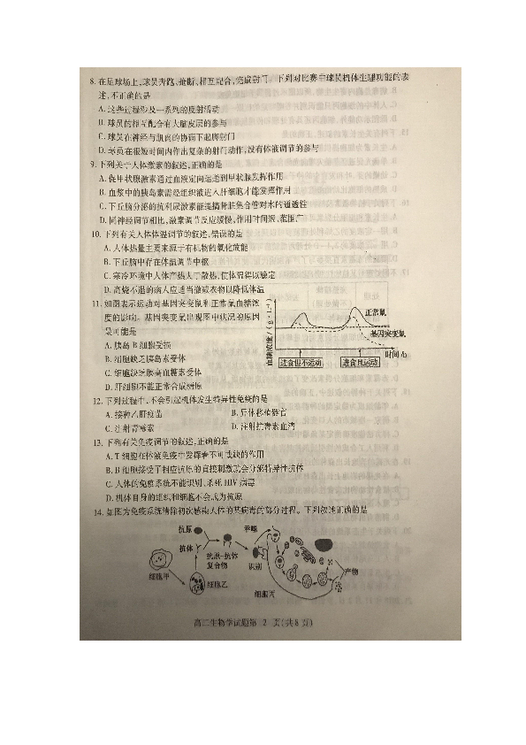 湖北省黄冈市2019-2020学年高二上学期期末考试生物试题 扫描版含答案