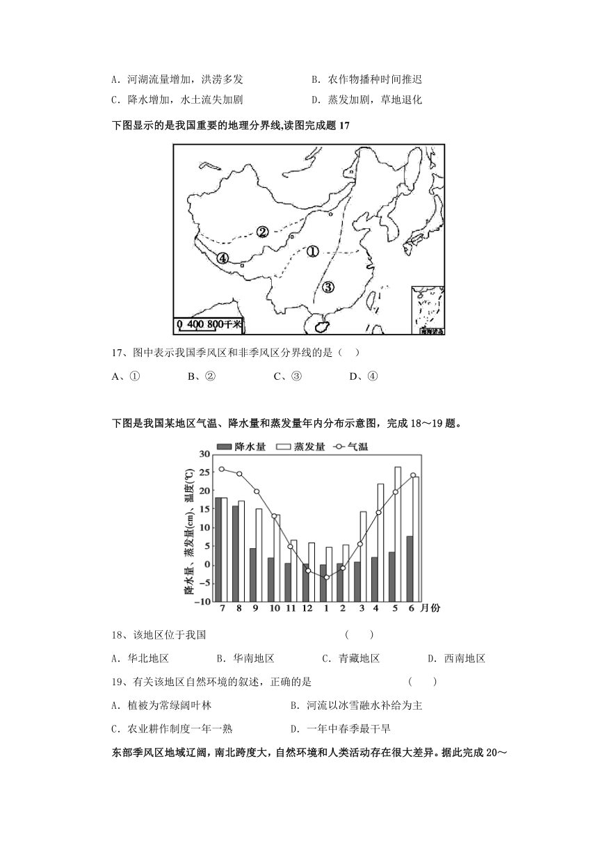 河南省新郑市2014-2015学年高二上学期期中学业水平测试地理试题