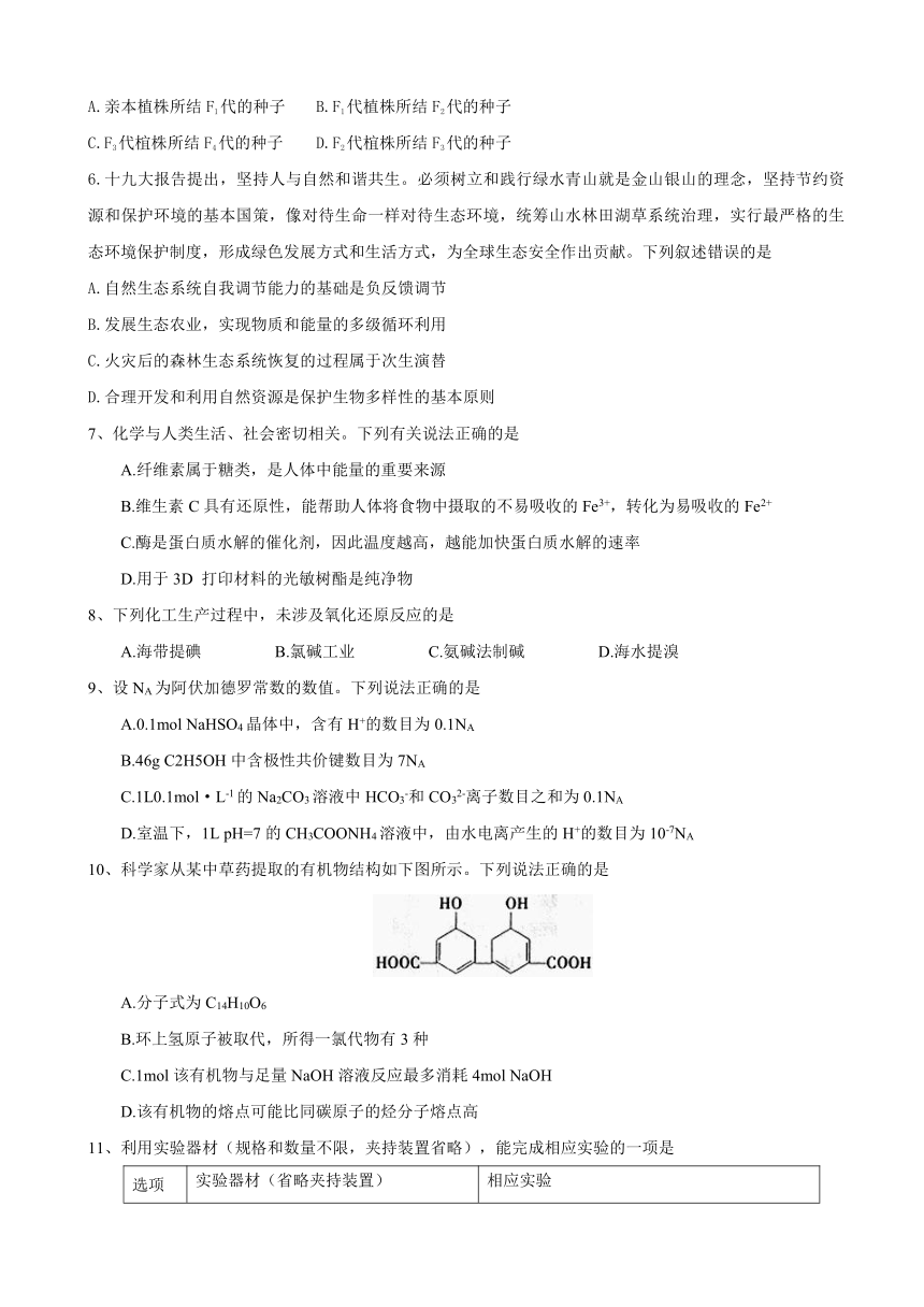 内蒙古包头市2018届高三下学期第一次模拟考试理综试题