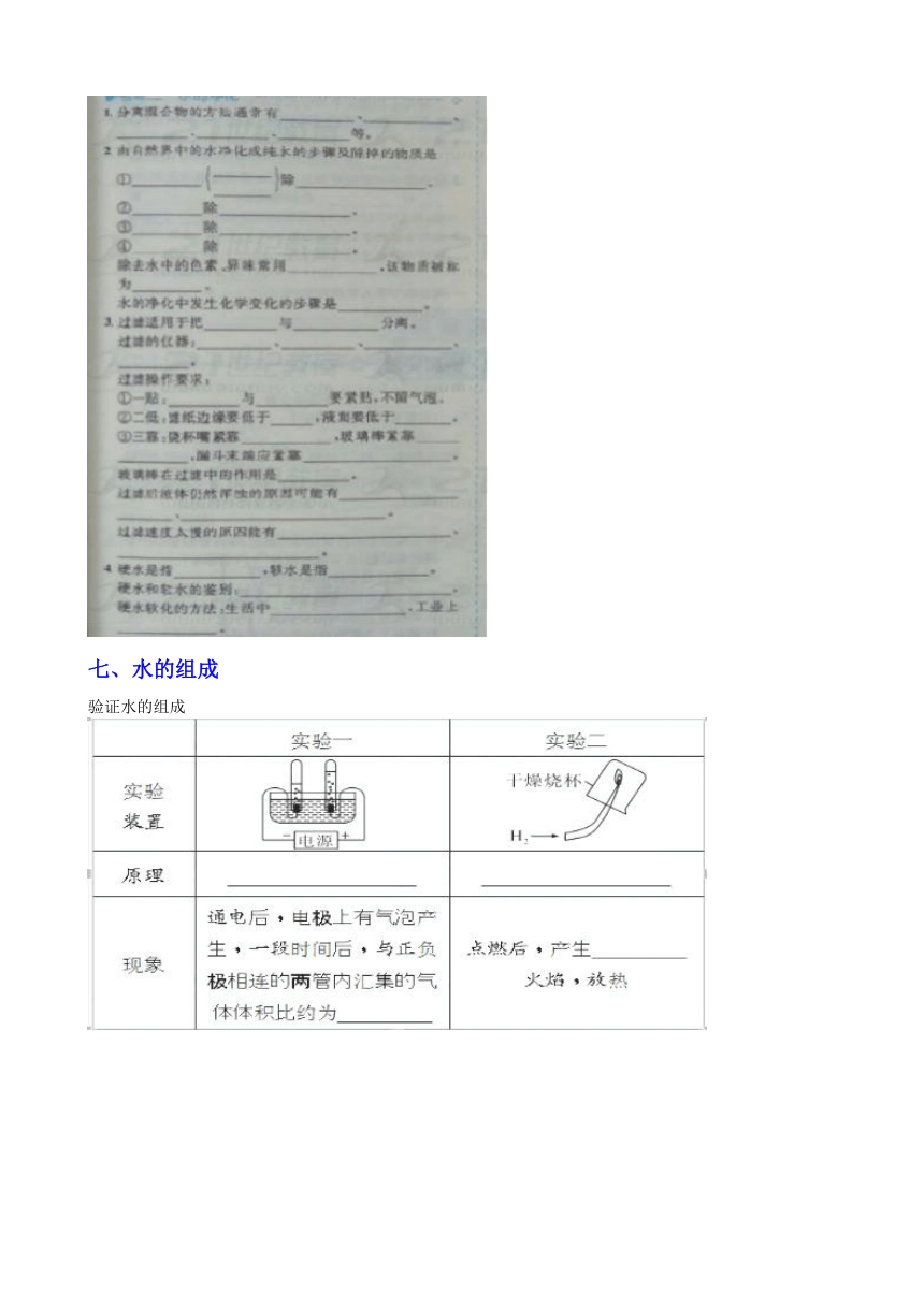 鲁教版九年级化学第二单元  探秘水世界复习学案