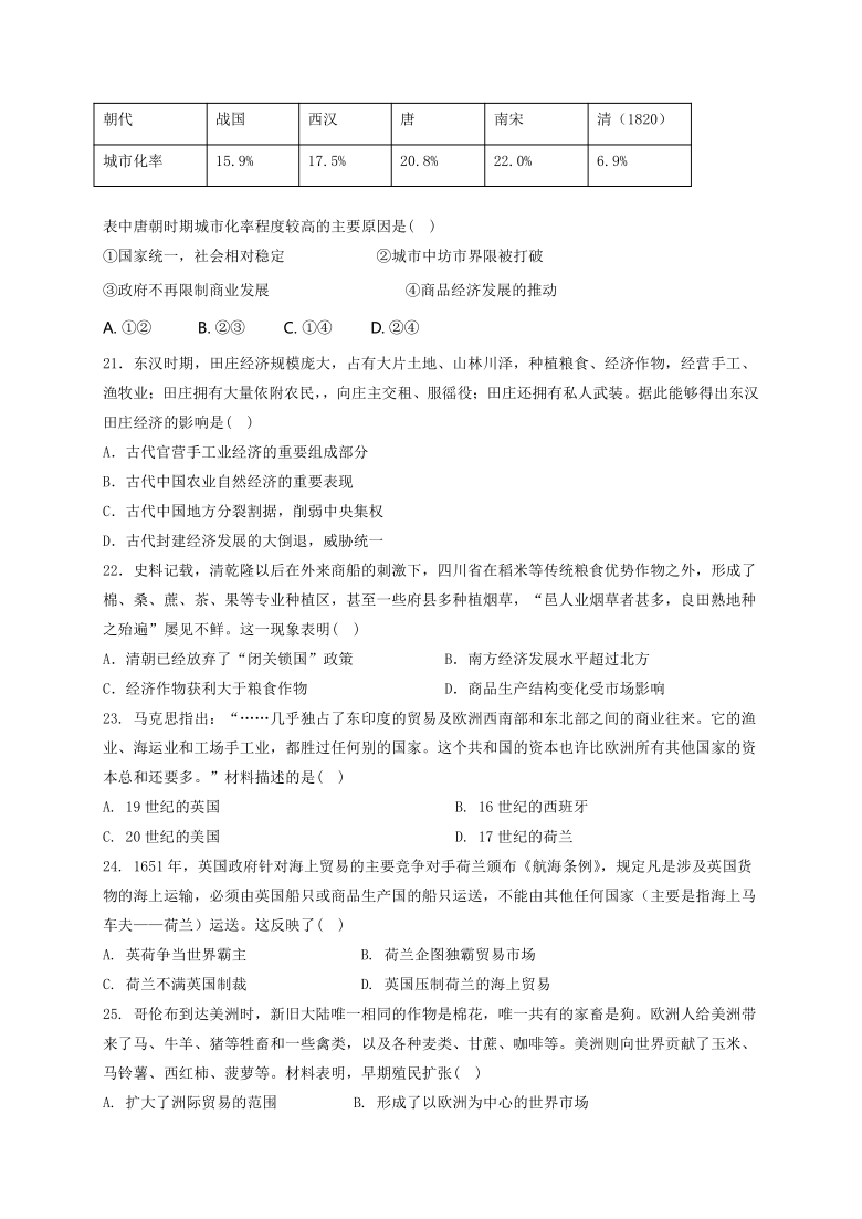 江西省上饶市横峰高中2020-2021学年高一下学期3月第一次月考历史试题 Word版含答案