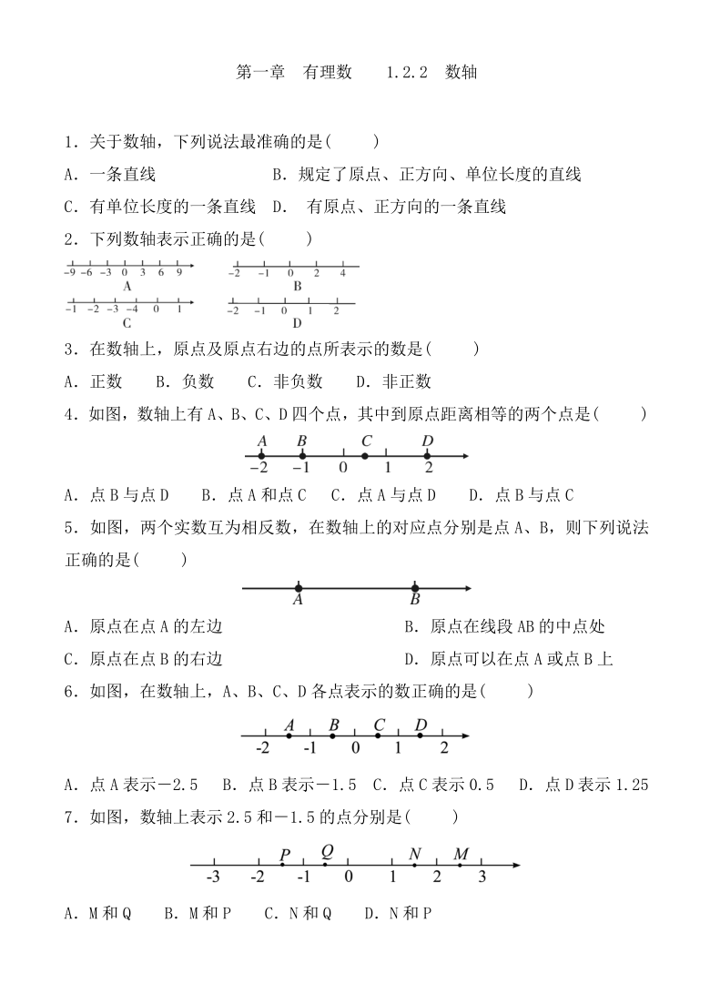 122数轴同步练习题20212022学年七年级数学人教版上册word版含答案