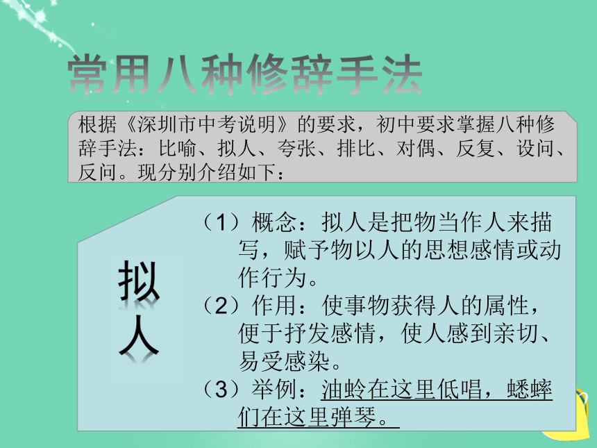 （深圳地区）2016中考语文 基础部分 修辞复习课件