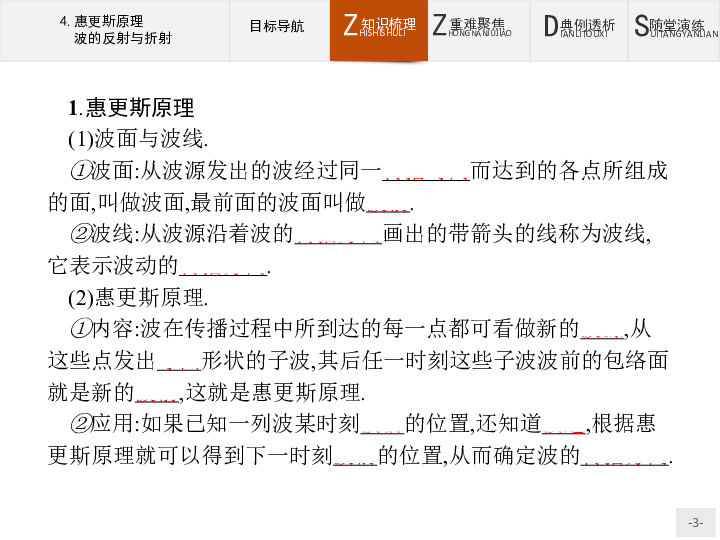 高中物理教科版选修3-4课件：第二章　4.惠更斯原理　波的反射与折射:16张PPT