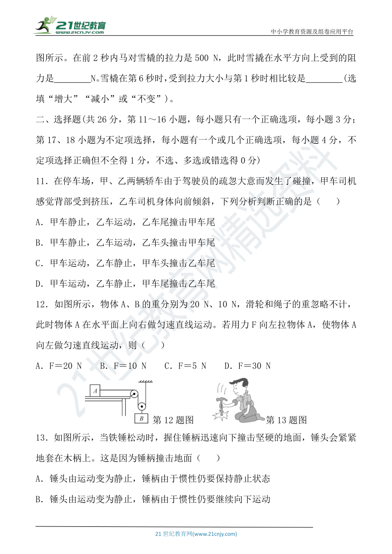 粤沪版八年级物理下册 第六、七章 达标检测卷（含答案）
