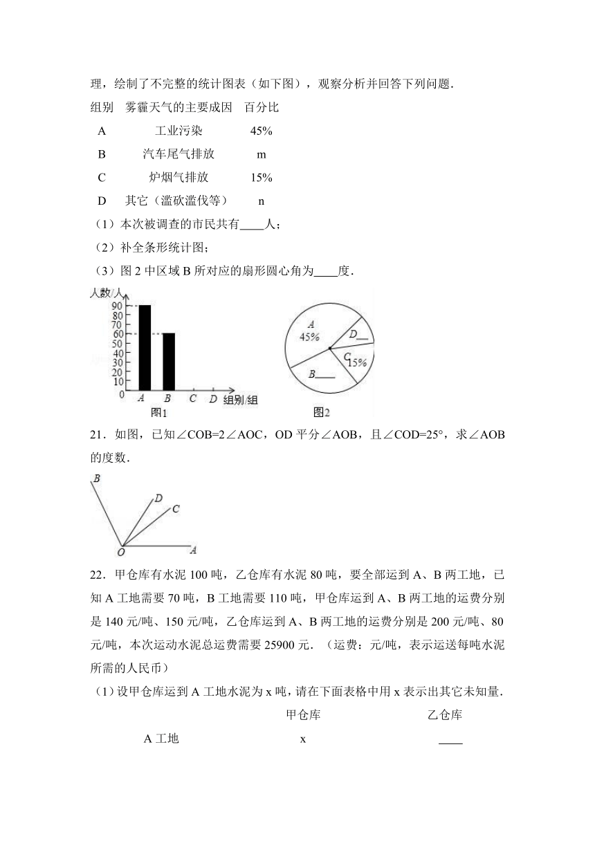 西安市2016-2017学年七年级上期末数学试卷含答案解析