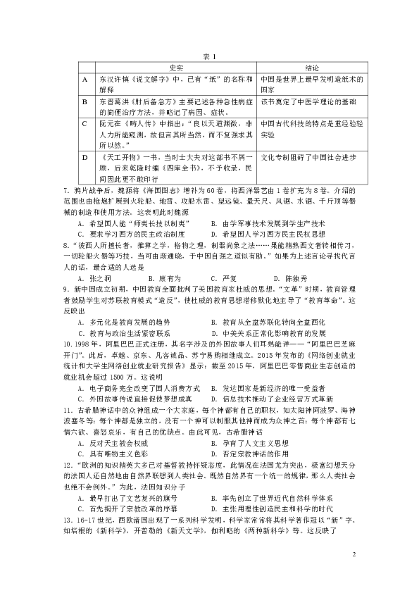 山东省临沂市兰山区2018—2019学年度高二上学期期末考试历史试题