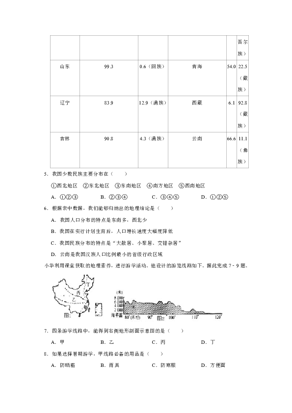 2018-2019学年山东省日照市莒县八年级（上）期末地理试卷