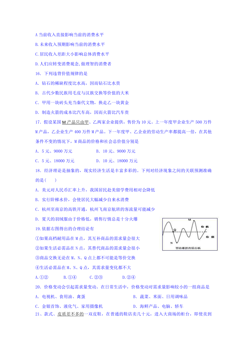 新疆兵团农二师华山中学2016-2017学年高一上学期期中考试政治试题 Word版含答案