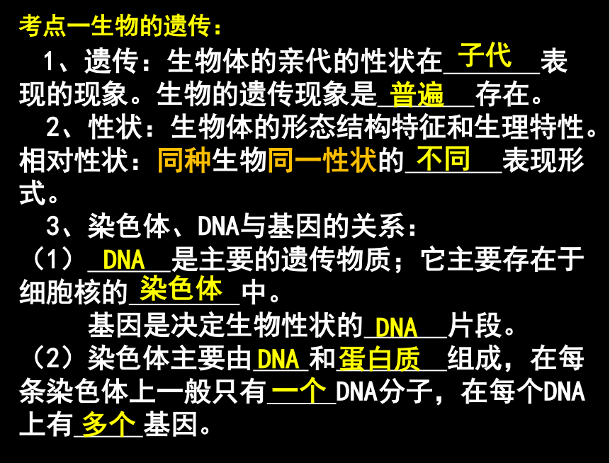 2019专题9：生物的遗传、变异课件(共17张PPT)