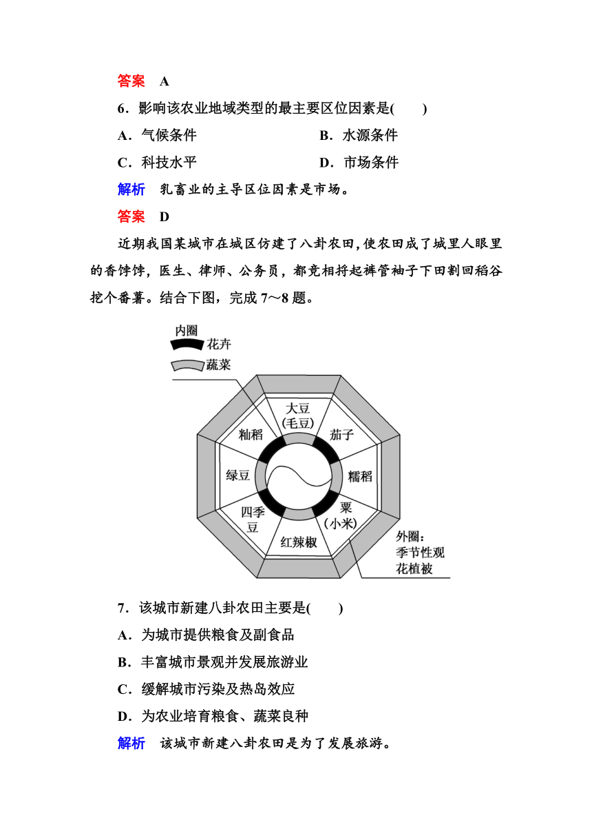 《状元之路》2013-2014学年高中地理人教版必修二单元测评：第三章　农业地域的形成与发展（含解析）