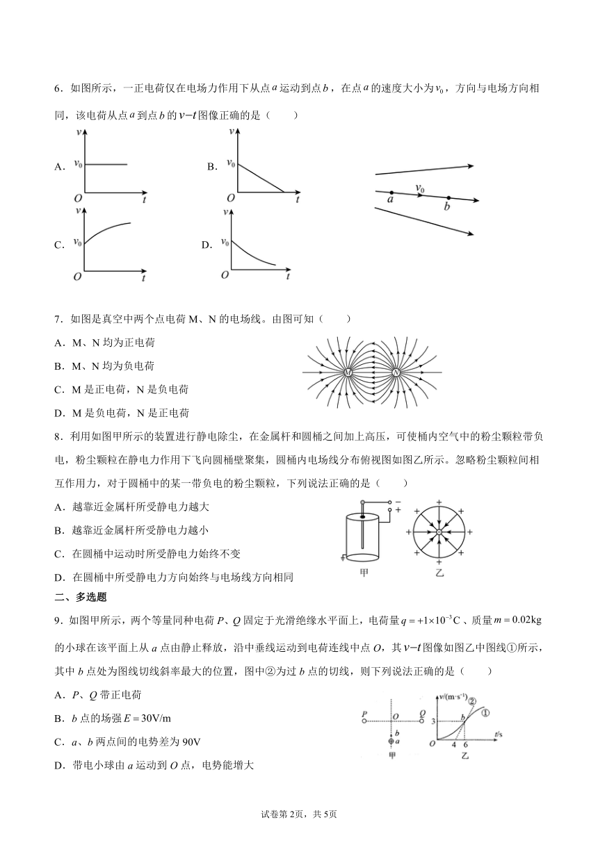 1.4点电荷电场 匀强电场练习—福建省2021-2022学年高二上学期物理鲁科版（2019）必修第三册（Word含答案）