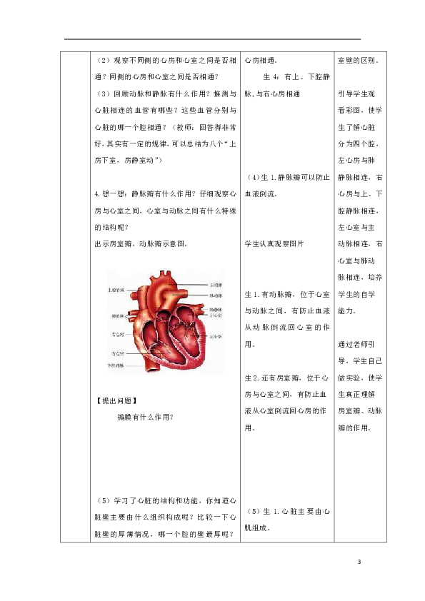 济南版七下生物3.3.2物质运输的器官—心脏 教学设计