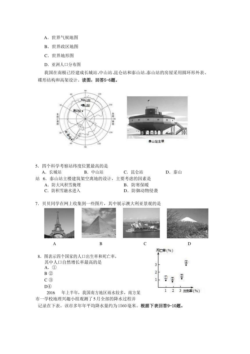 湖南省邵阳县2016—2017学年九年级地理下学期第一次月考一模试题