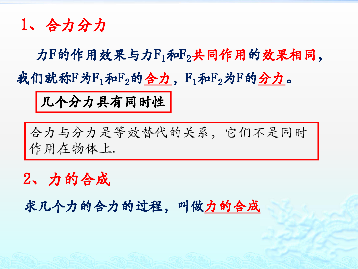 教科版高中物理必修一 2.5 力的合成课件 共20张PPT