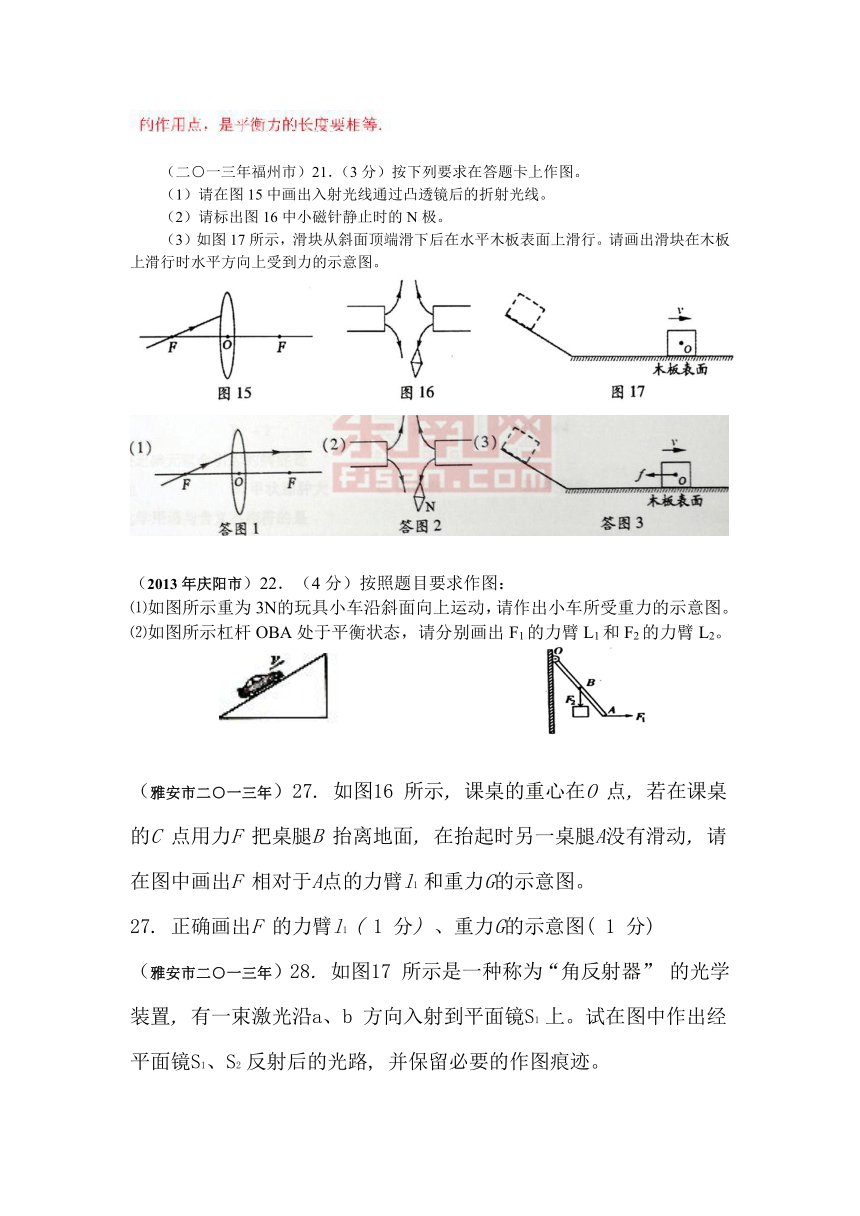 2013年68套中考题分类汇编（有答案）-----------作图题