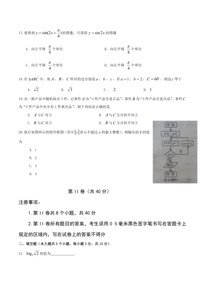 山东省普通高中2016年12月学业水平考试数学试题 Word版含答案