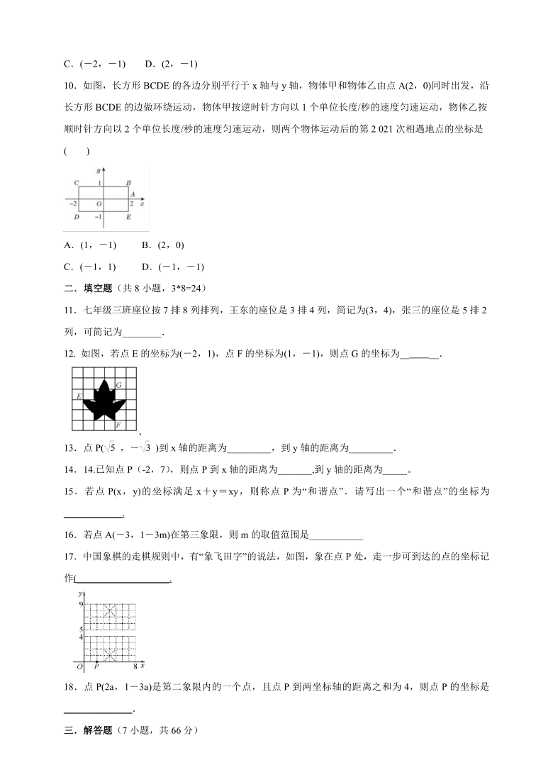 2020-2021学年人教版七年级数学下册  第七章  平面直角坐标系  同步单元训练卷  (word版含答案)