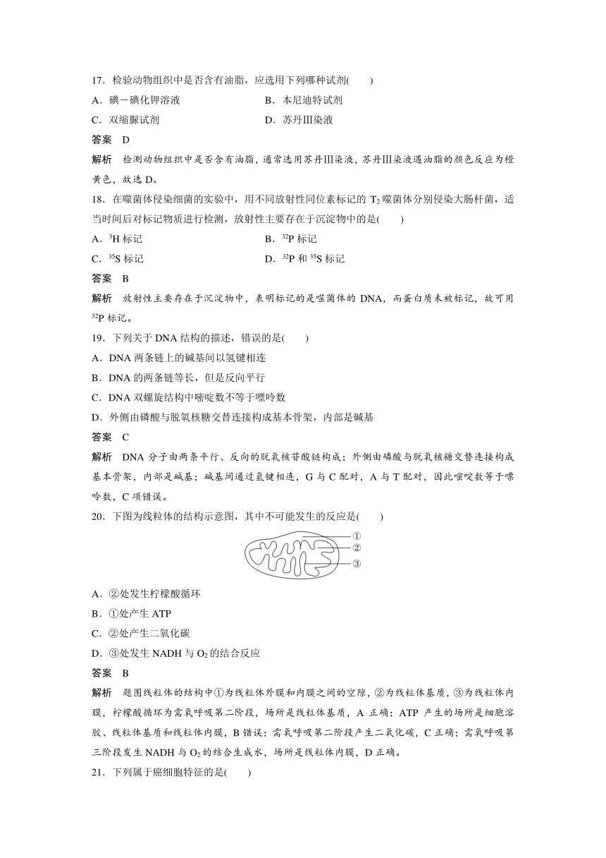 2018版浙江省高考生物《选考总复习》配套文档：仿真模拟卷 （含解析）