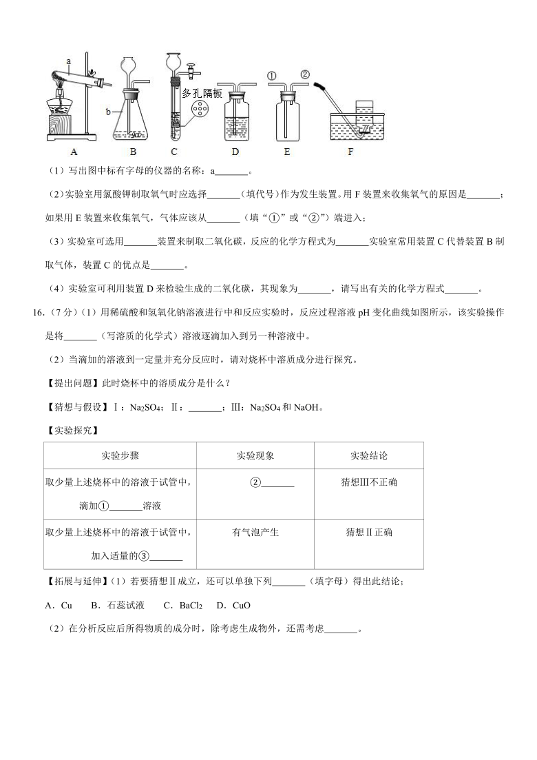 2020年甘肃省平凉七中中考化学一模试卷