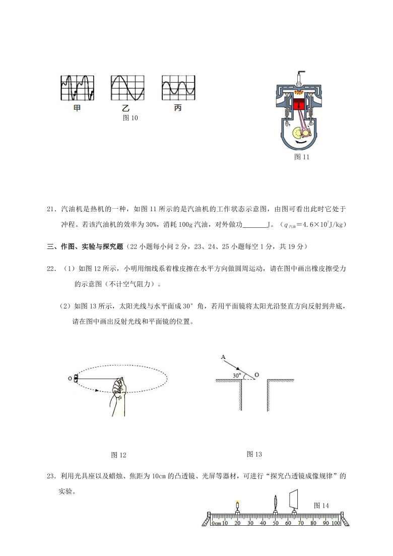 人教版初中物理广西玉林市陆川县2020-2021学年第二学期九年级物理开学检测试题（word版，含答案）