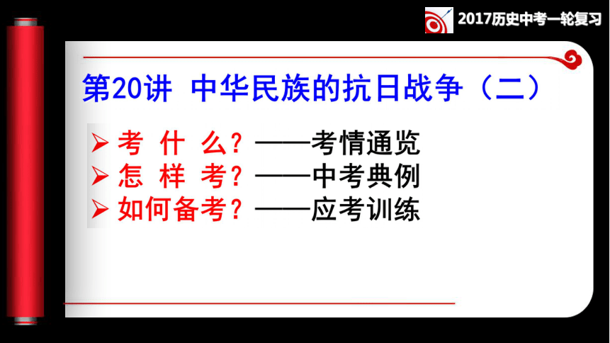 第20讲 中华民族的抗日战争（二）同步复习课件