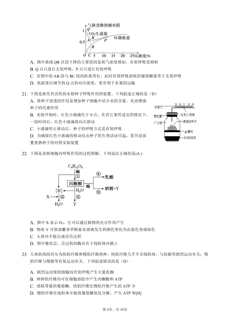 宁夏石嘴山市三中2021届高三上学期第二次月考（12月）生物试题（补习班） 含答案