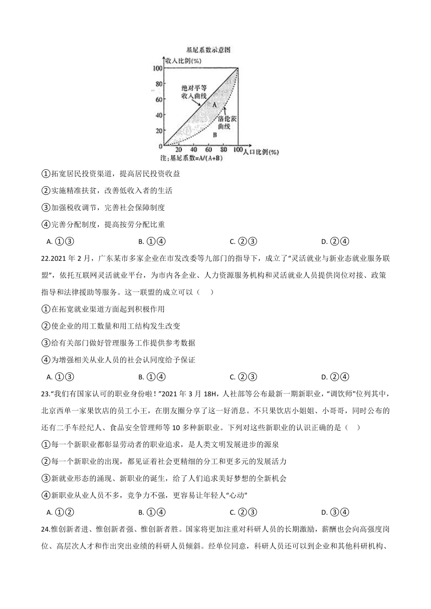 高中政治思品(道德与法治) 一轮复习 收入分配与社会保障 专题练