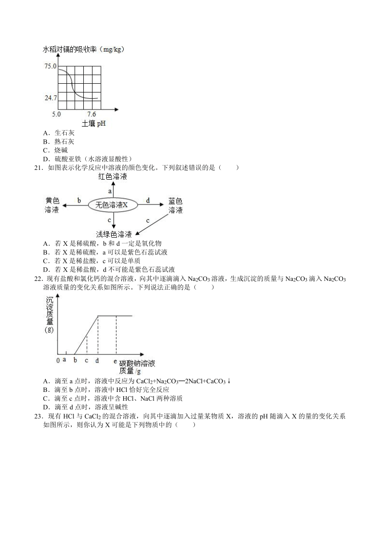 近三年（2017-2019）浙江省九年级上册科学期末考试试题（化学部分）精选选择题（1）(含答案)