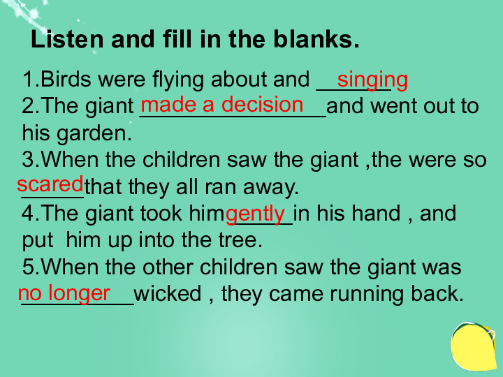 Unit 4 Stories and poems Lesson 23 The Giant(Ⅱ)课件（10张PPT）