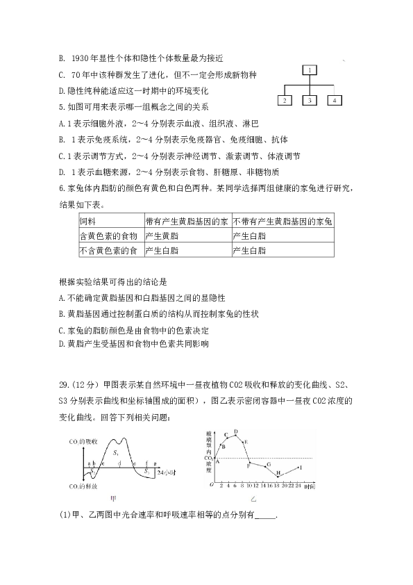 湖北省普通高中联考协作体2020届高三上学期期中考试  理综生物