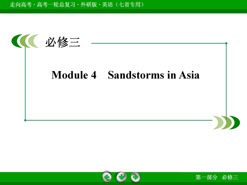 【走向高考·2015】（外研版 七省专用）高考英语大一轮复习课件（真题对接+单元语法+要点精讲+基础巩固）：必修三 Module 4　Sandstorms in Asia