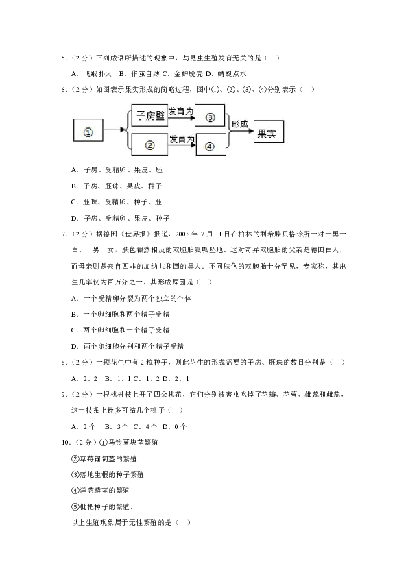 2018-2019学年浙江省绍兴市浣江教育集团七年级（下）月考生物试卷（3月份）（含解析）