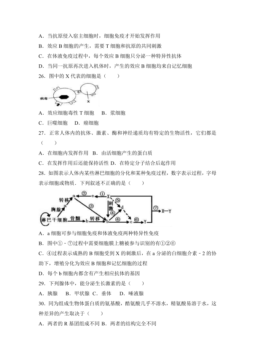 浙江省绍兴市诸暨市牌头中学2016-2017学年高二（上）期中生物试卷（解析版）