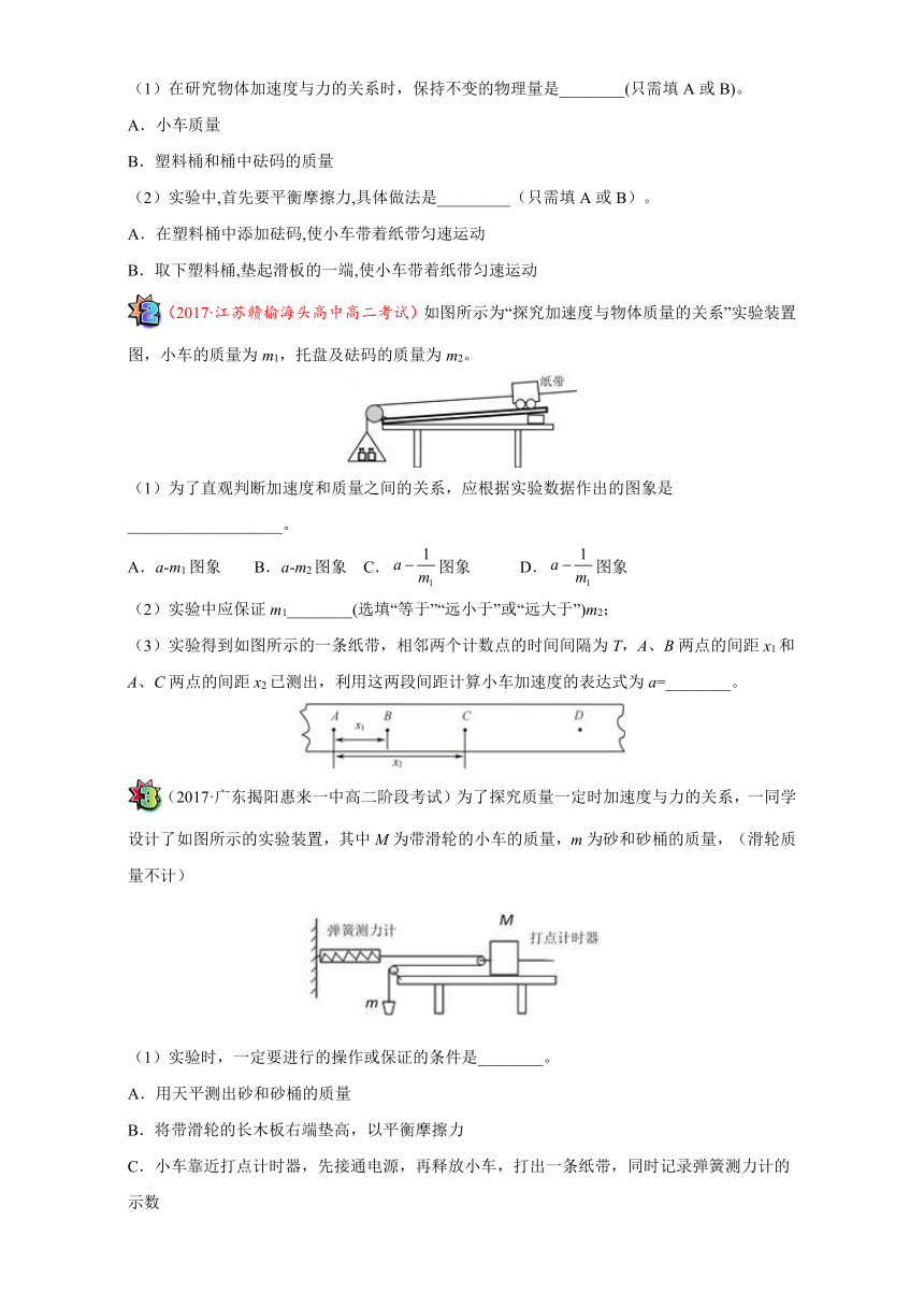 试题 之 每日一题 2018年高考物理一轮复习（第五周）  2017年8月4日 探究加速度与力、质量的关系  Word版含解析