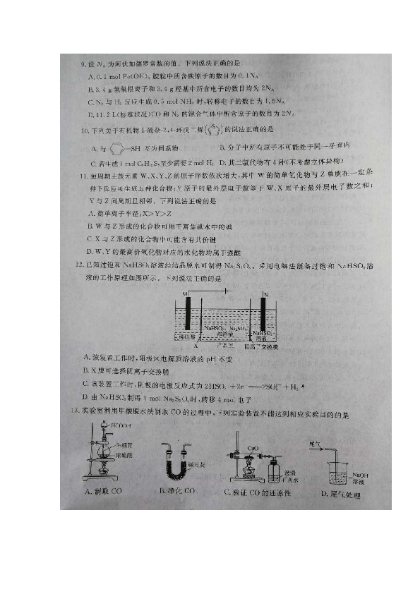 山东省博兴县第一中学2019届高三4月月考理科综合试题（图片版）