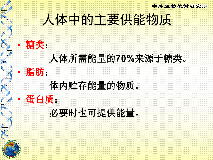 苏教版七年级下册生物:第四单元第十章第五节 人体能量的供给(共18张