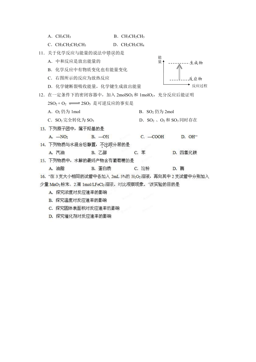 海南省三亚市第一中学2013-2014学年高二下学期期中考试化学（文）试题（无答案）