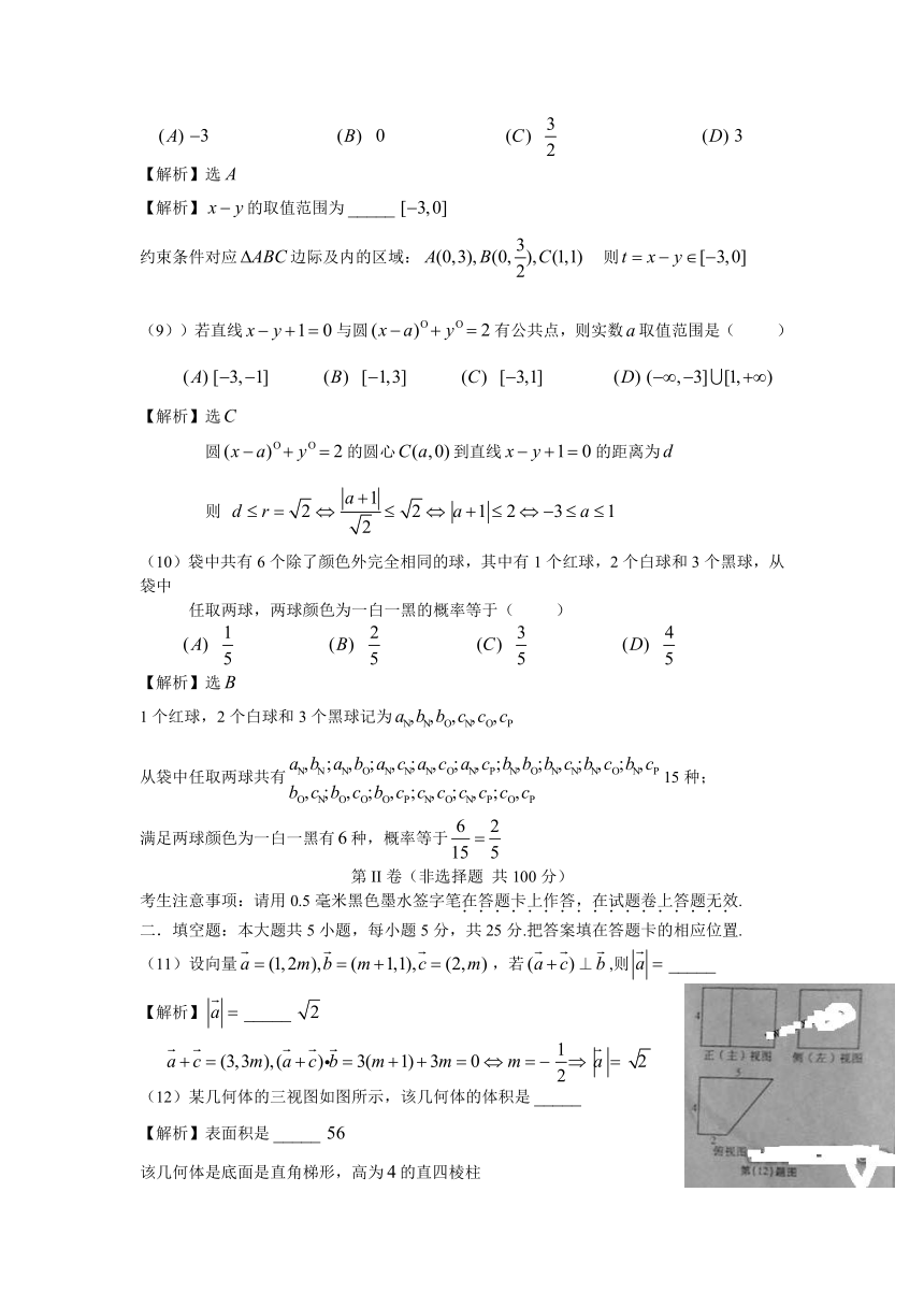 2012年高考试题——数学文（安徽卷）word 解析版