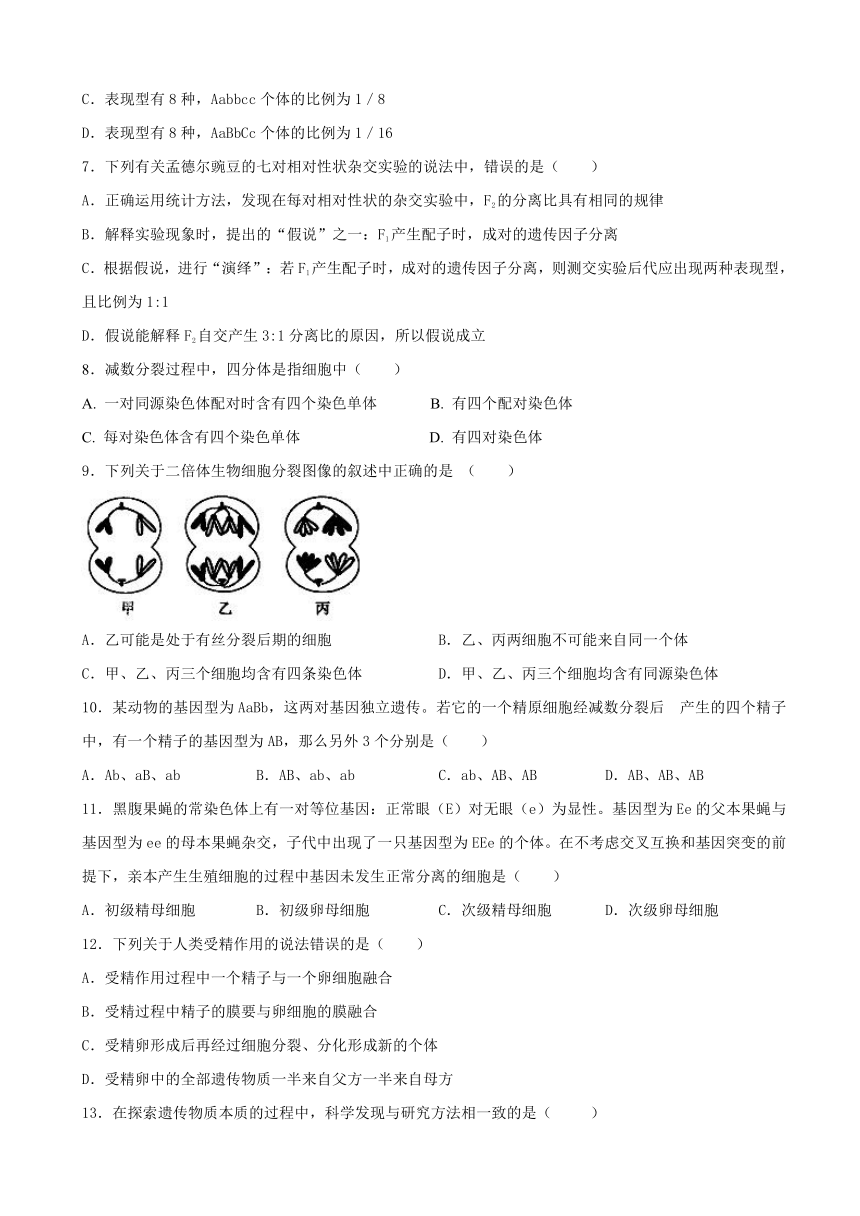 重庆市第四十二中学2016-2017学年高二下学期期中考试生物试题