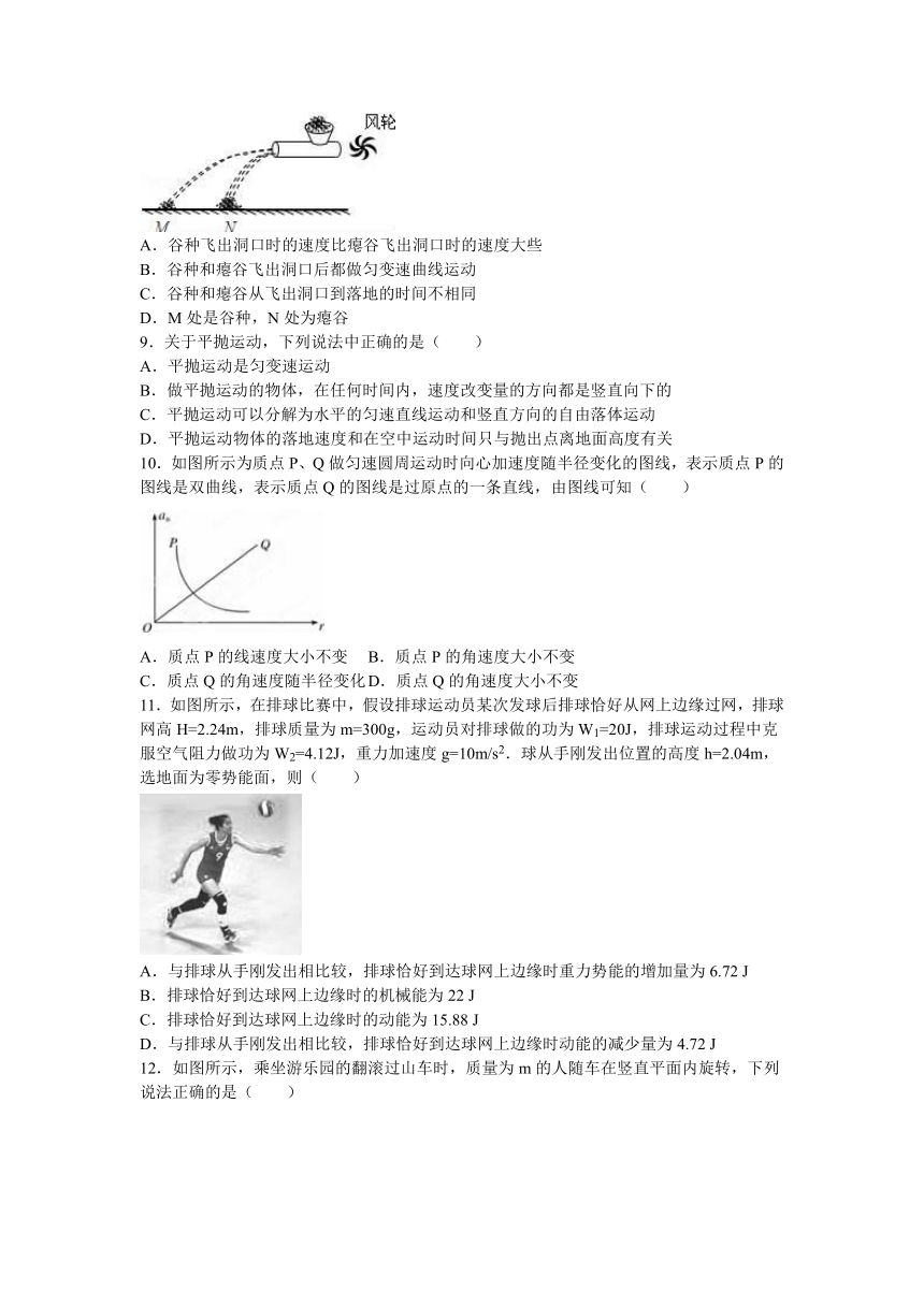 山东省枣庄二中2015-2016学年下学期高一（下）月考物理试卷（3月份）（解析版）