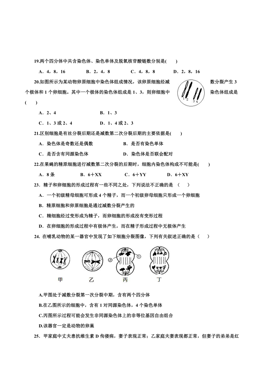 甘肃省天水市第二中学2016-2017学年高一下学期期中考试生物试题