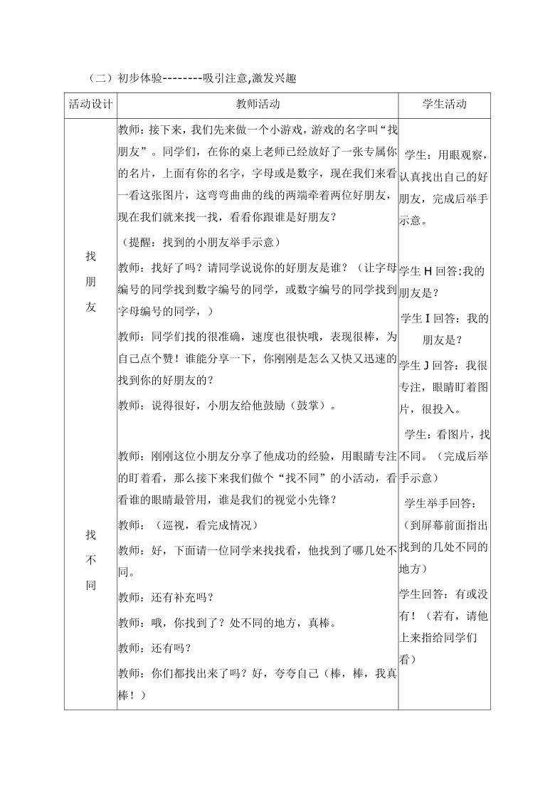 通用版 小学生主题班会 注意伴我成功 教案（表格式）