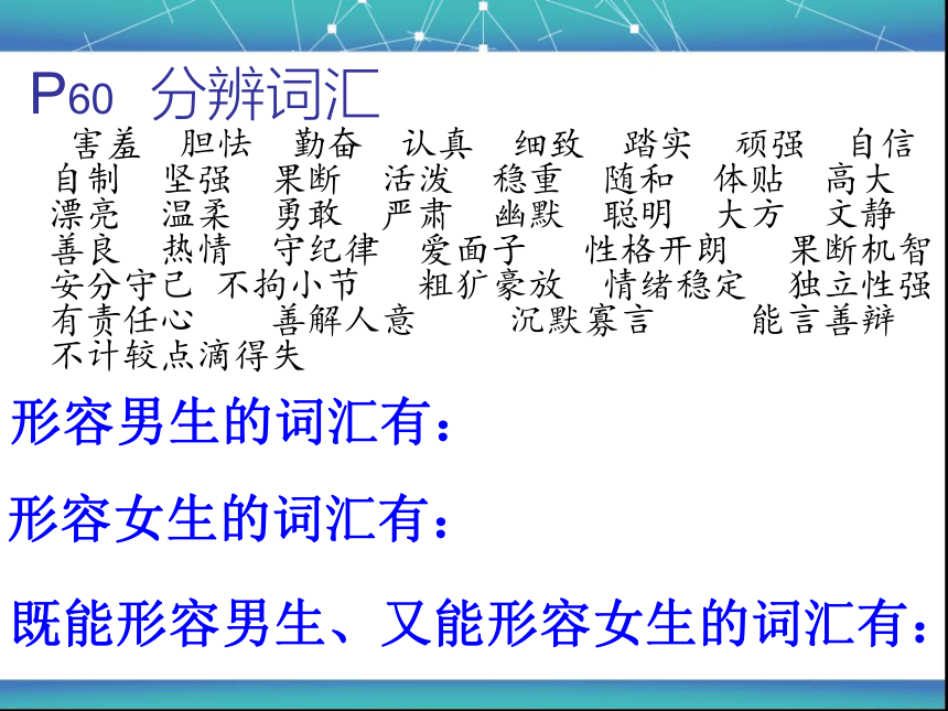 人民版八年级上册第二单元第六课第1框男女有别（共17张PPT）