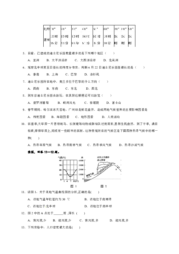 广东省揭阳市揭西县2019-2020学年第一学期九年级地理期末试题（Word版含答案）